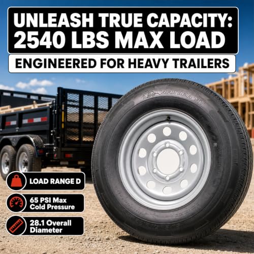 eCustomrim 2 Pack Radial Trailer Tire Rim Assembly ST225/75R15 6 Lug Silver