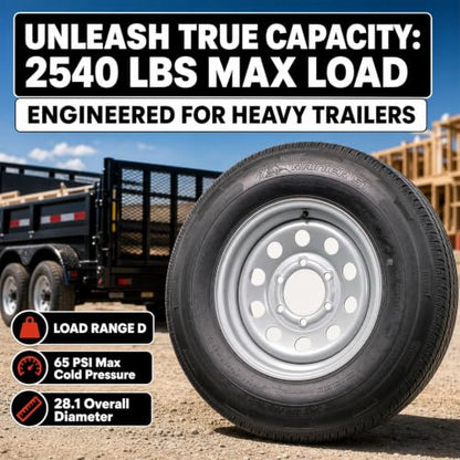 eCustomrim 2 Pack Radial Trailer Tire Rim Assembly ST225/75R15 6 Lug Silver
