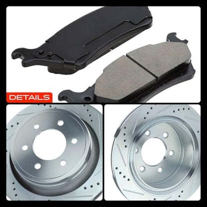 A-Premium 13.70 inch (348mm) Rear Brake Rotors & Ceramic Pads Kit, 6-Pack - style: 2012-2020(Drilled & Slotted)