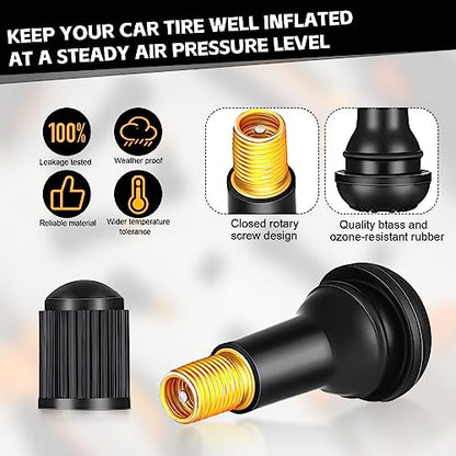 BBTO TR413 Tubeless Valve Stems - Rubber Snap-in Valve Stems, Black, Standard Length, Replacement for Car Tubeless Rims(500 Pcs)