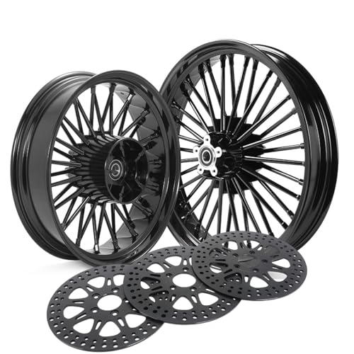 TOFR 21x3.5 18x5.5 Black Wheels w/ 11.8 Rotors For Harley Touring 09-25 - color: Black Wheels + Black Rotors, size: Front:21x3.5 Rear:18x5.5