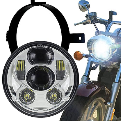 Eagle Lights 5.75 inch LED Motorcycle Headlight Kit for Honda VTX with Bracket and Hardware compatible with Chrome (Generation III) 2002-2008 1800, 1300 - color: Chrome Generation III