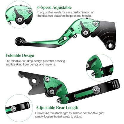 Brake Clutch Lever Set for Z500 Ninja500, Adjustable Levers(Green) - color: Green