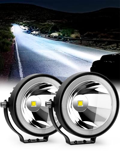 NAOEVO 4 Inch Round LED Pod Lights, 60W 6,000LM LED Fog Lights, White