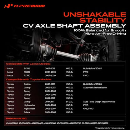 A-Premium Front Right Passenger Side CV Axle Shaft Assembly