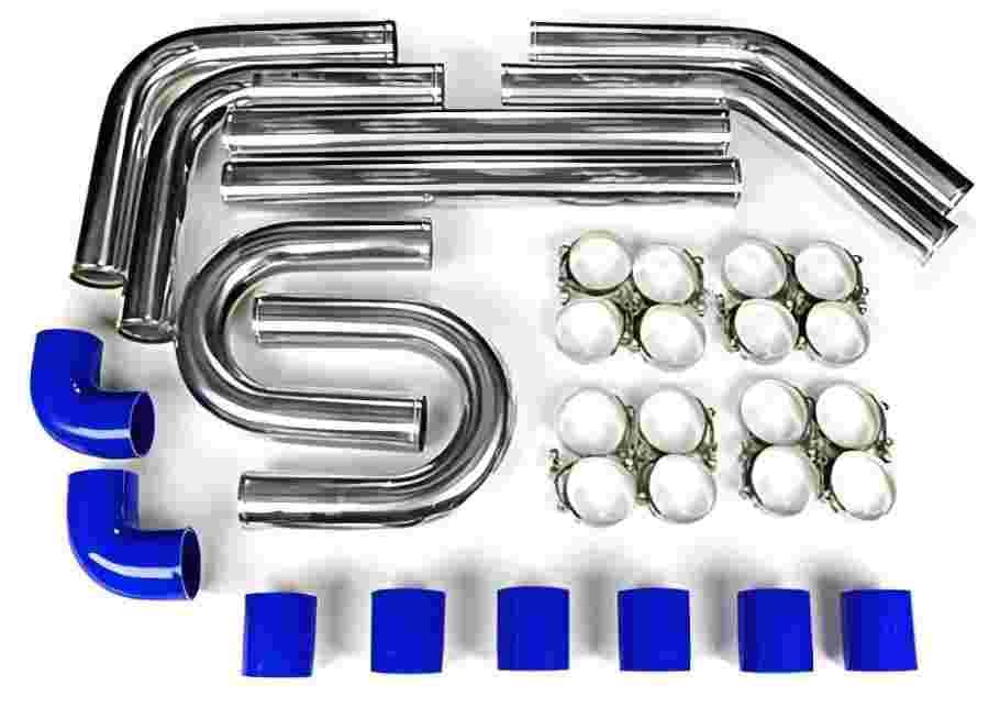 24"x12"x3" Aluminum Intercooler Universal+3" 8PCS Aluminum piping+Black hose kit