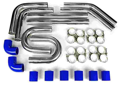 24"x12"x3" Aluminum Intercooler Universal+3" 8PCS Aluminum piping+Black hose kit