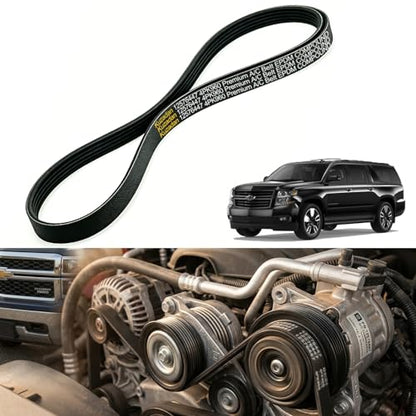 AC Belt 12576447 4PK960 for 1999-2008 Chevy Silverado 1500 2500 GMC Sierra Tahoe Yukon Escalade 4.8L 5.3L 6.0L V8, Air Compressor Serpentine Belt,K040378 Anti-Stretch Rubber Built for 60K+ Miles - size: 4PK960