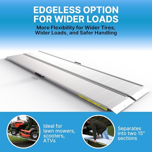 EZ-Access Traverse Aluminum Singlefold Edgeless Ramp, Silver, Loading, 8 ft - size: 8 Foot, style: Singlefold Edgeless
