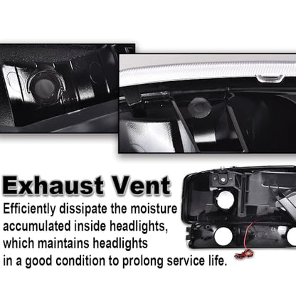 G-PLUS LED DRL Headlights Assembly Fit 1999-2007 GMC Sierra 1500 - size: [LED Smoky] 1999-2007 Sierra