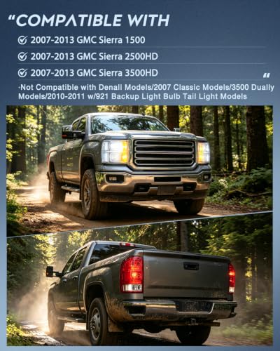 Nilight Headlight and Taillight Combo for 2007-2013 GMC Sierra 1500 - color: Chrome Housing + Clear Reflector w/Tailight