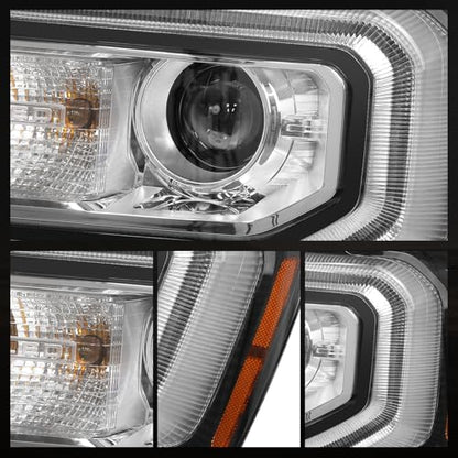 LH Xenon Headlight Assembly Compatible with GMC Sierra 1500 2016 2017 2018, HID Projector Headlamp with LED DRL & Chrome Housing - Replace GM2502453 84046790 84568272 (Left Driver Side, w/o D5S Bulb)