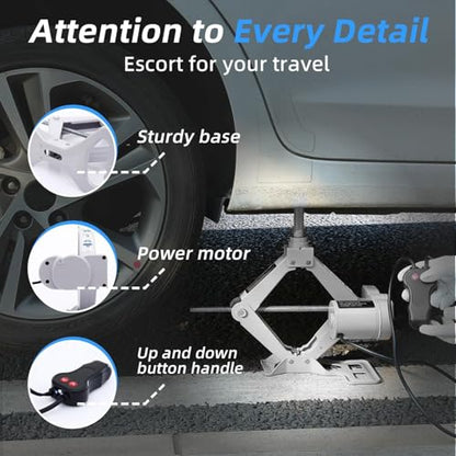 STANDTALL Electric Car Jack 3 Ton 12V Scissor Floor Jack Kit - color: Gray