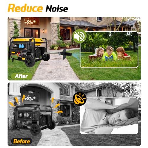 Generator Exhaust Extension Silencer Kit - Extended 32” Pipe & 2 Adapters for Universal Fit with Heat-Resistant Wall Plate to Safely Vent Fumes Outside & Reduce Noise Over 50%