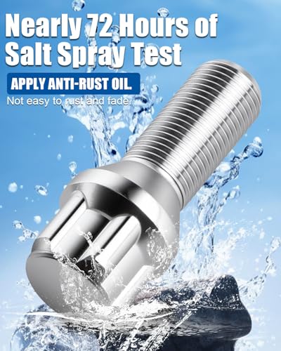 GAsupply M14x1.25 Lug Bolts 4 Locks + Key, 28mm Shank Length, Conical Seat - color: Silver, size: 14x1.25-Cone Seat