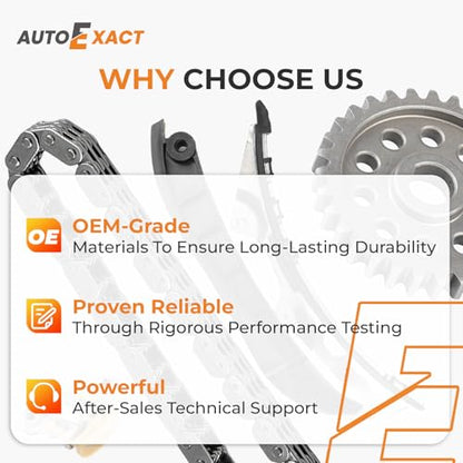 Autoexact 3.2L 3.6L Engine Timing Chain Kit Fit for V6 2011-2020 Chrysler Town Country Dodge Challenger Durango Journey Jeep Grand Cherokee Wrangler Ram ProMaster 1500 5184352AF 5184355AF 5047891AA - size: Fit for 2011-2020 Jeep/Dodge - 3.6L