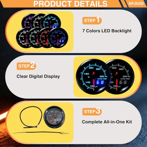 Turbo Water Temp Oil Temperature Pressure EGT Gauge (Water Temperature Gauge) - color: Water Temperature Gauge