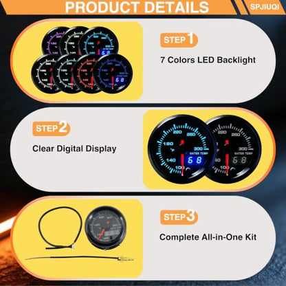 Turbo Water Temp Oil Temperature Pressure EGT Gauge (Water Temperature Gauge) - color: Water Temperature Gauge