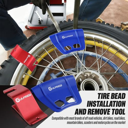 Motorcycle Tire Changing Tool Kit, Double Hole, Blue & Red, 4 Pcs - color: Blue & Red