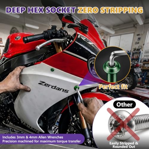 205Pcs Motorcycle Fairing Bolt Kit, M5 M6 Stainless Steel 304, Green - color: Green