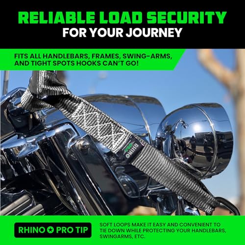 Rhino USA Soft Loop Tie Down Straps (4-Pack) - Motorcycle Handlebar Straps - color: Gray 4-Pack
