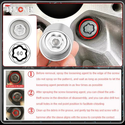 060 Wheel Locking Nut Key Socket for BMW, Socket OD 29mm - ID 25mm - color: Socket 060