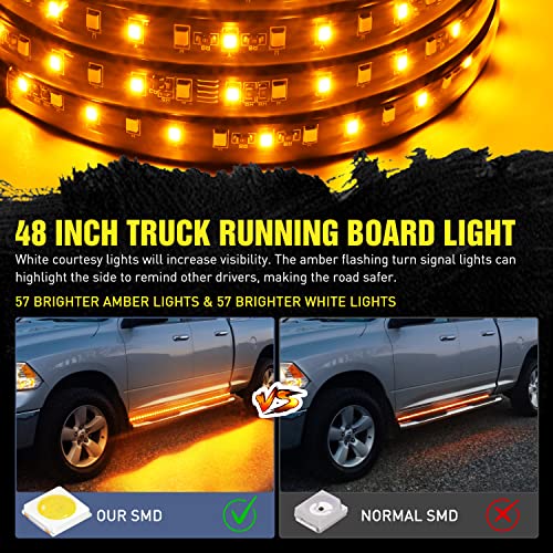 Nilight 48 Inch LED Running Board Lights 2 PCS - color: 48" Running Board Lights White/Amber