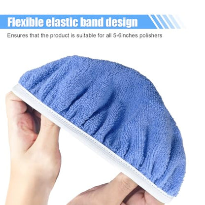 15PCS Car Polisher Pad Bonnet, 9 to 10 Inch Soft Polishing Bonnets Buffing Pads, Car Wax Cover Kit for Car Orbital Buffer Polisher, 10 Microfiber Bonnets + 5 Woollen Polishing Pad Covers (9-10 Inches) - size: 9-10 Inches
