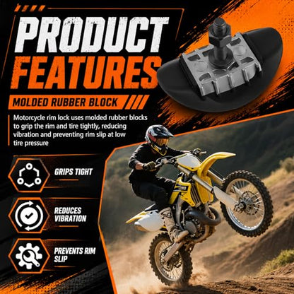 1.6" Motorcycle Rim Lock,Anti-Wear Motorcycle Wheel Lock for Rim Molded Rubber Block Avoids Inner Tubes Damage,High Strength Rims Dirt Bike Locks Motorcycles Accessories