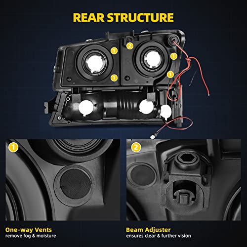 DWVO LED DRL Headlight Assembly Compatible with 2003-2006 Silverado Black - color: B Black Housing Clear Reflector