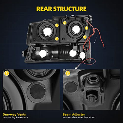 DWVO LED DRL Headlight Assembly Compatible with 2003-2006 Silverado Black - color: B Black Housing Clear Reflector
