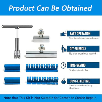 Paintless Dent Removal Kit, 1 x T-bar Puller & 4 x Puller Lines & 2 x Stainless Steel Grooves, Professional PDR Tool Set for Car Dent Repair on Doors, Hoods & Body Panels - size: Dent Puller Kit-7 Pack