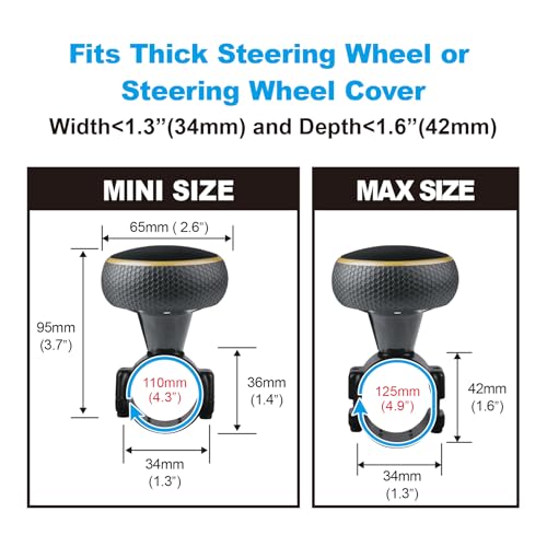 Hypersonic Steering Wheel Knob Spinner - Large Non-Slip Suicide Knob with Bearing, Steering Wheel Accessories Effortless Driving - Ideal for Drivers - color: Gold