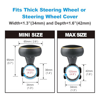 Hypersonic Steering Wheel Knob Spinner - Large Non-Slip Suicide Knob with Bearing, Steering Wheel Accessories Effortless Driving - Ideal for Drivers - color: Gold