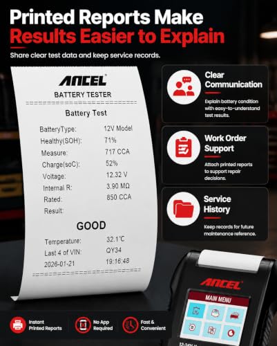 ANCEL BST600 Automotive Battery Tester & Analyzer with Printer - style: BST600