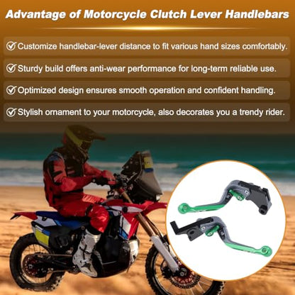Extendable Motorcycle Brake Clutch Levers for Kawasaki NINJA500 Z500SE 2024 2025 1Pair Adjustable Handle Brake Levers Set for Kawasaki Ninja 500 Z 500 SE Green