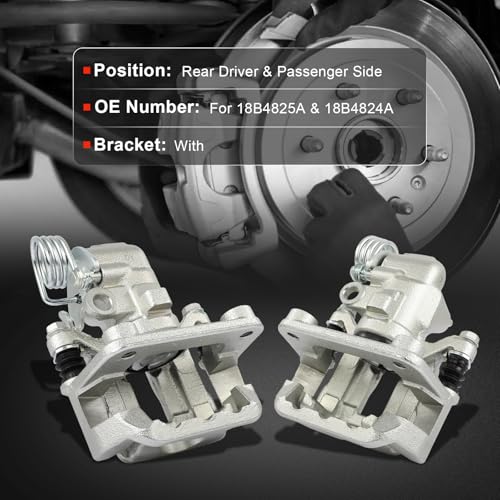 cciyu Rear Left & Right Disc Brake Calipers With Bracket 18B4825A 18B4824A - size: Rear[18B4825A+18B4824A]