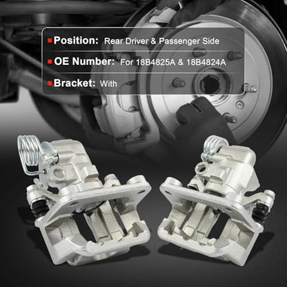 cciyu Rear Left & Right Disc Brake Calipers With Bracket 18B4825A 18B4824A - size: Rear[18B4825A+18B4824A]