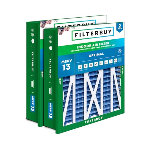 Filterbuy 20x20x5 Air Filter MERV 13 Smoke & Allergy Defense (2-Pack) - size: 20x20x5 (Actual: 18.38 x 18.38 x 3.69)