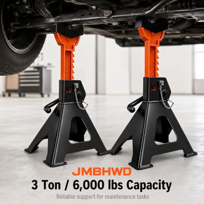 Car Jack Stands 3 Ton with Jack Rubber Pads and Double Pin Lock for Vehicle Lifting Jack Stand, 1 Pair Black - color: Black