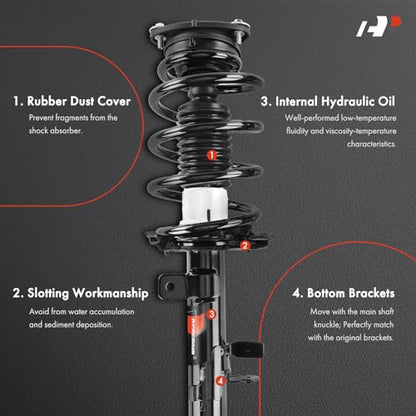 A-Premium Front Complete Strut Assemblies with Coil Springs, Set of 2