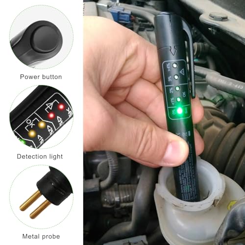 Brake Fluid Liquid Tester Pen, DOT 3 DOT 4 DOT 5.1 Brake Fluid Diagnostic Testing Pen, Vehicle High-Precision Hydraulic Liquid Oil Moisture Analyzer with 5 LED Indicators - color: 1 PCS