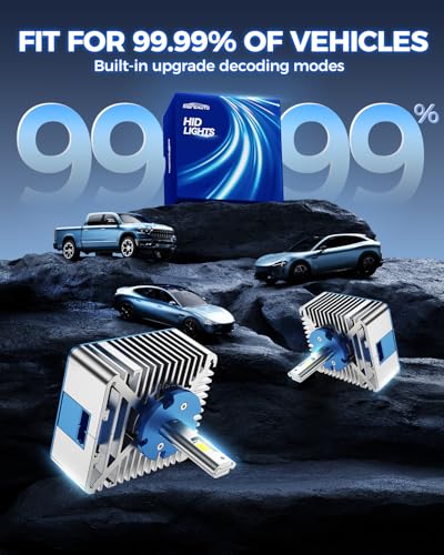 Marsauto D5S D5R HID Bulbs, 6000K White 10X Brightness 70,000LM for HID Xenon Bulb, Plug and Play, Pack of 2 - color: SUPER 6000K WHITE, size: D5S