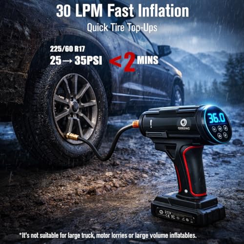 Cordless Air Compressor 160PSI Portable Tire Inflator with 10000mAh Battery & Dual Power System - 2X Faster (35L/min) Auto Shut Off Digital Gauge for Car SUV Truck RV - Black - color: Black