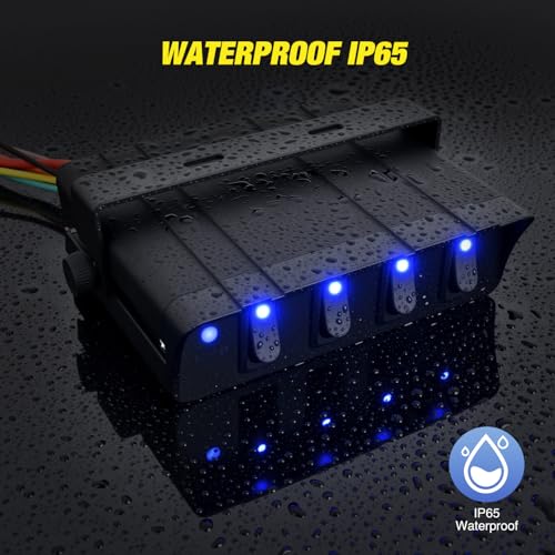 Nilight 4 Gang Rocker Switch Box Waterproof 40Amp Max - color: Blue 4 Gang Switch Box
