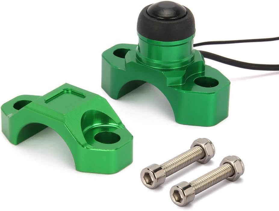 JFG RACING Dirt Bike Universal Engine Stop Start Kill Switch with Backplate - color: Green, size: Medium