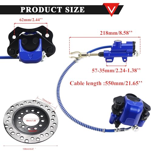 PRO BAT Rear Brake Master Cylinder Caliper Assembly Red And Black (Blue) - color: Blue