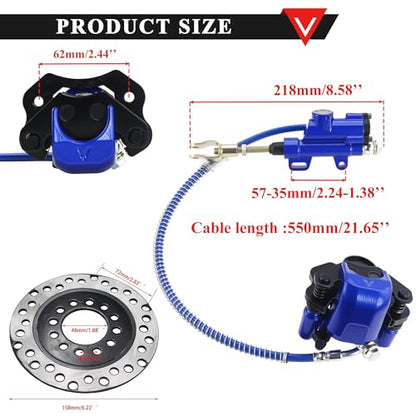PRO BAT Rear Brake Master Cylinder Caliper Assembly Red And Black (Blue) - color: Blue