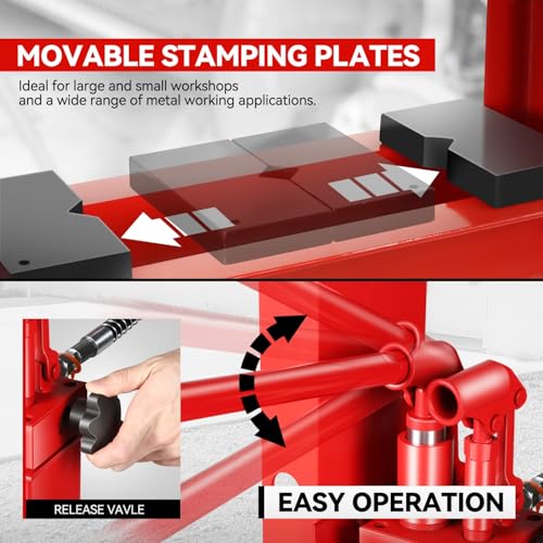 Auto Dynasty 30 Ton Hydraulic Shop Press H-Frame with Movable Press Plate Automotive & Metalworking Power Tool