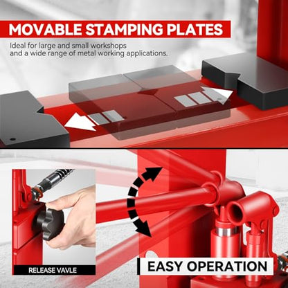 Auto Dynasty 30 Ton Hydraulic Shop Press H-Frame with Movable Press Plate Automotive & Metalworking Power Tool